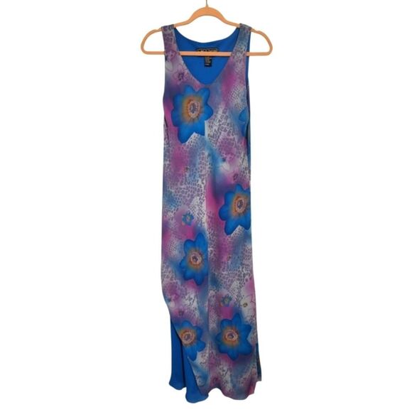 A Wild Thyme Bold Boho Fairy Floral Asymmetrical V‑Neck Maxi Dress Size 6 - Picture 1 of 8